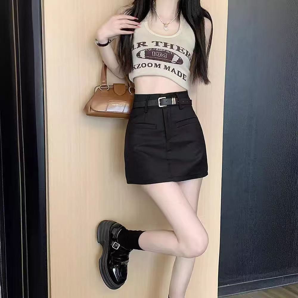 灰色西装半身裙2025春款女装新款黑色高腰工装裙显瘦a字包臀短裙