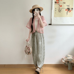 花妍令 素日常百搭乘凉款 汉服女对襟短衫 汉元 灯笼裤 栀言记原创