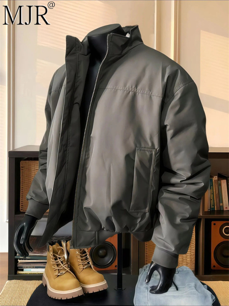 高端美式正肩棉服外套男士2025年秋冬季新款工装痞帅加厚棉衣男款