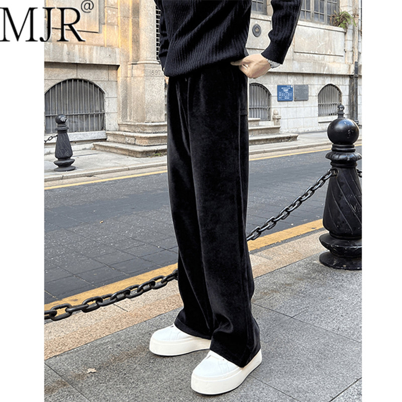 潮牌男士灯芯绒裤子加厚长裤2025年秋冬季新款宽松直筒运动裤男款
