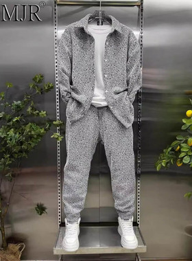 采购产品高端男士休闲套装，新潮品牌春季和秋季新宽松和多功能衬