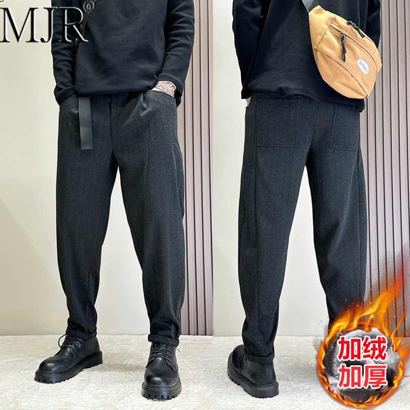 黑色西裤男款高级感痞帅毛呢长裤2026年冬季新款加厚直筒休闲男裤