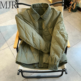 高级感男士复古宽松假两件夹克2025新款痞帅羽绒棉服男装冬装外套