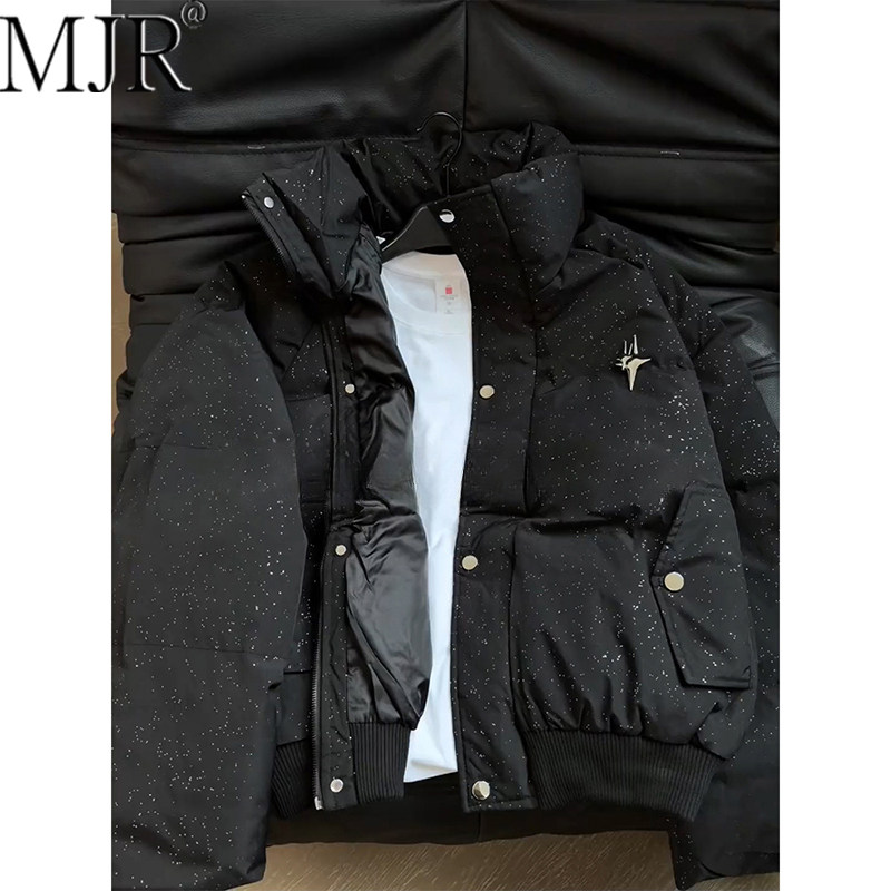 黑色美式满天星加厚保暖外套男2026年冬季新款高级感男生羽绒棉服