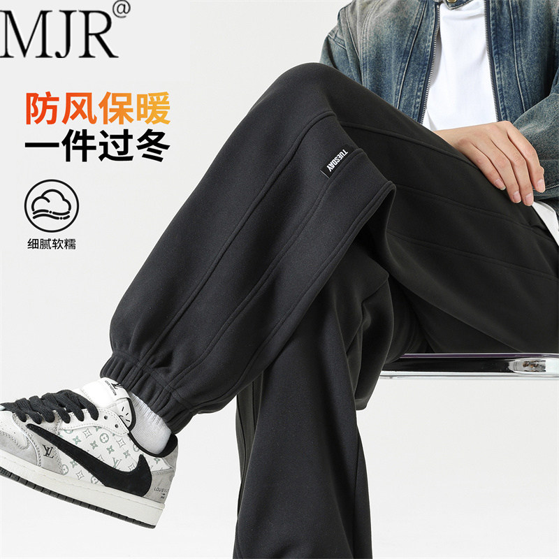 潮牌男士宽松束脚运动裤秋冬季加绒卫裤2025新款高级感加厚长裤男
