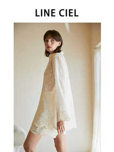 2024春夏新款 LINE CIEL刺绣花朵棉苎麻翻领宽松气质舒适衬衫