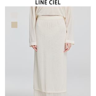 春装 LINE CIEL三醋酸长绒棉松紧腰双层半身裙显瘦垂感百搭25新款