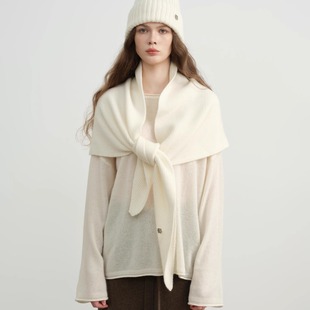 LINE 高级设计感气质保暖 CIEL羊绒高克重百搭围巾披肩25秋冬新品