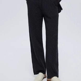 女通勤显瘦 秋冬新款 LINE CIEL全羊毛高克重松紧腰针织长裤