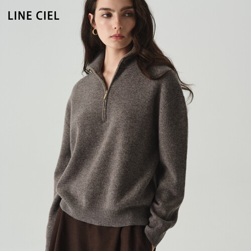 LINECIEL全羊毛立领拉链毛衣
