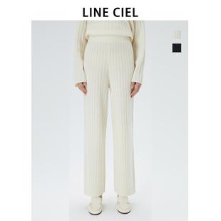 保暖舒适女装 冬季 CIEL羊绒羊毛坑条亲肤保暖针织厚实长裤 LINE