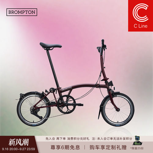 小布折叠自行车4速梅子红