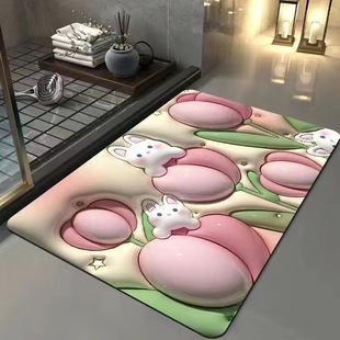 3d立体膨胀硅藻泥地垫浴室门口吸水防滑脚垫卫生间防滑垫速干软
