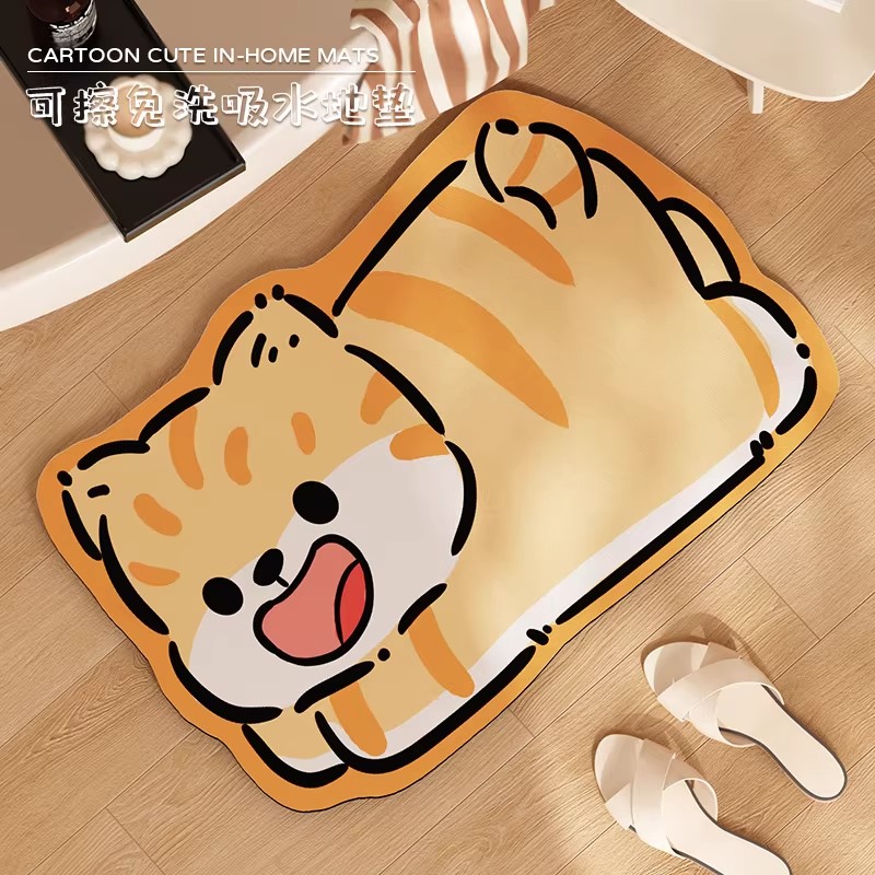 卡通小猫硅藻泥防滑吸水浴室垫