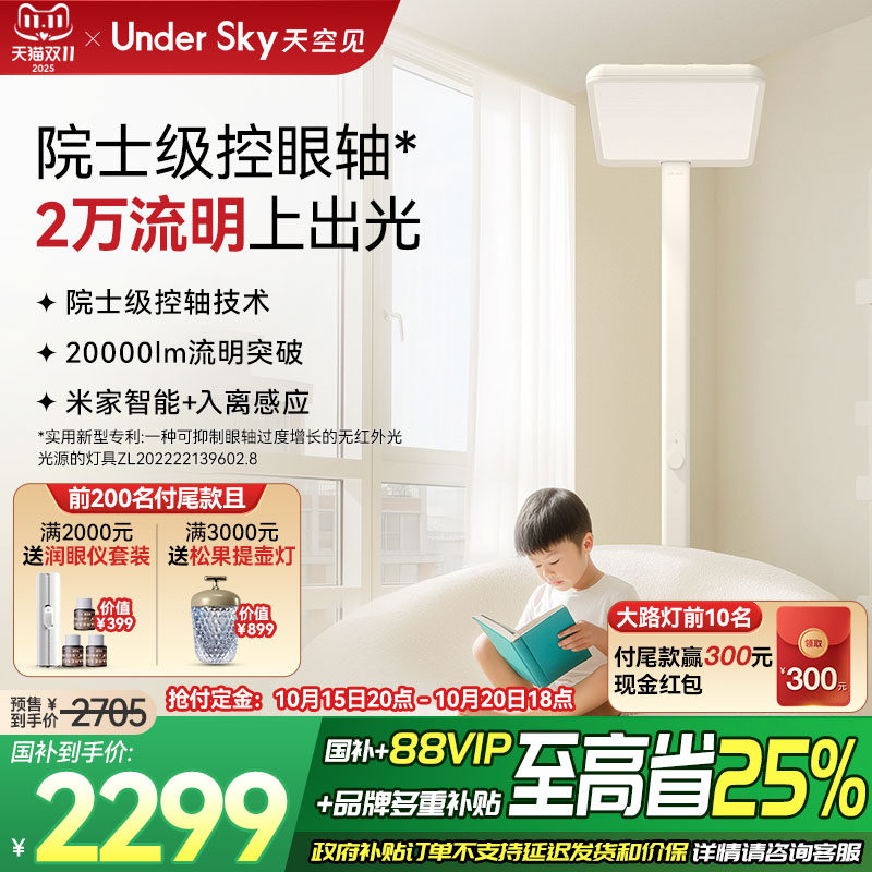 UnderSky天空见C2立式大路灯儿童全光谱学习专用台灯落地护眼灯