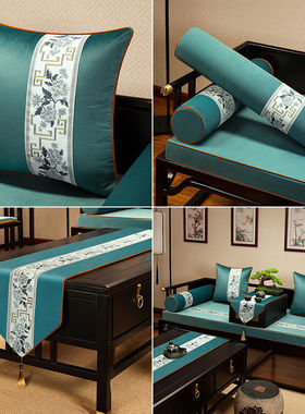 式沙发垫坐垫中冬季绒面加厚五件套罗汉床垫子芳绒布米白45X38厚