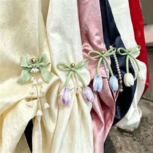 古风汉服铃兰袖子磁吸扣日常出行固定挽袖子神器链条袖扣春夏配饰