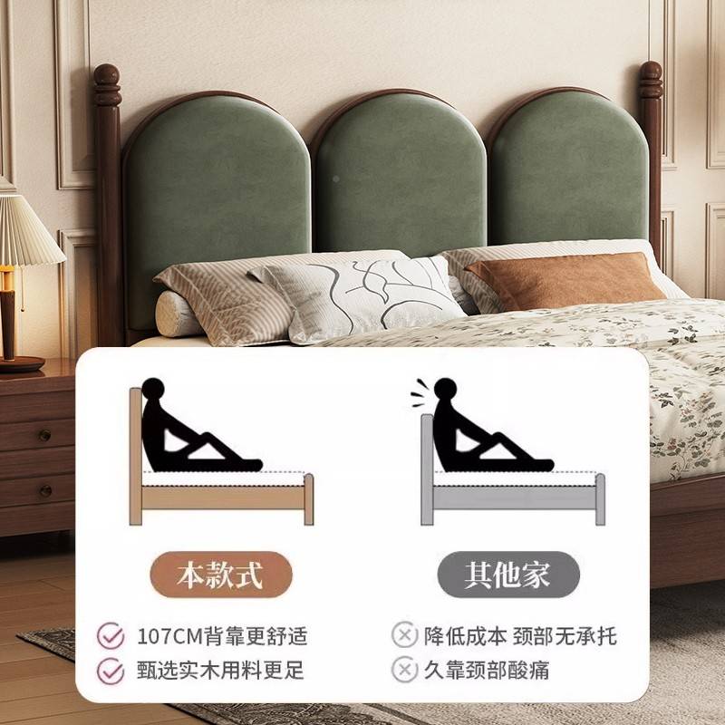 主法5式实木软中古风床1700798m皮卧床1.真包m现婚简代大约双人.