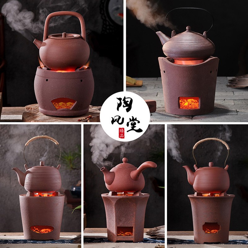 热销碳橄榄烧炭炉手工红s泥炉围炉小火炉木炭炉炭煮茶器家用烧水