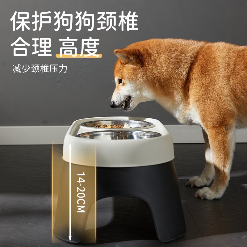 热销狗碗护颈狗盆小型犬狗u狗食盆碗架宠物防打翻不锈钢慢食碗大图片