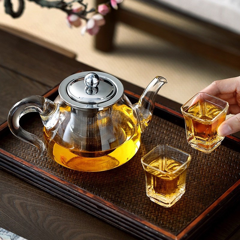 热销泡茶壶玻璃耐高温不s锈钢内胆过滤家用功夫冲茶器单壶花茶壶