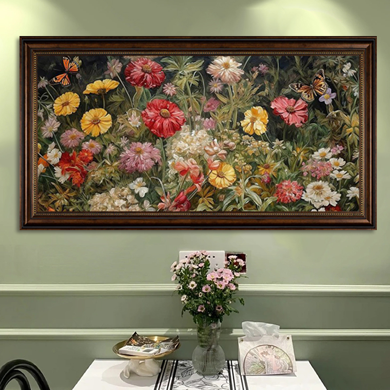 法式中古风客厅装饰画酒店民宿卧室壁画复古小众植物花卉餐厅挂画图片