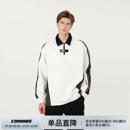 FORNINESFN印花撞色情侣春秋上衣设计感小众半拉链POLO领卫衣男女