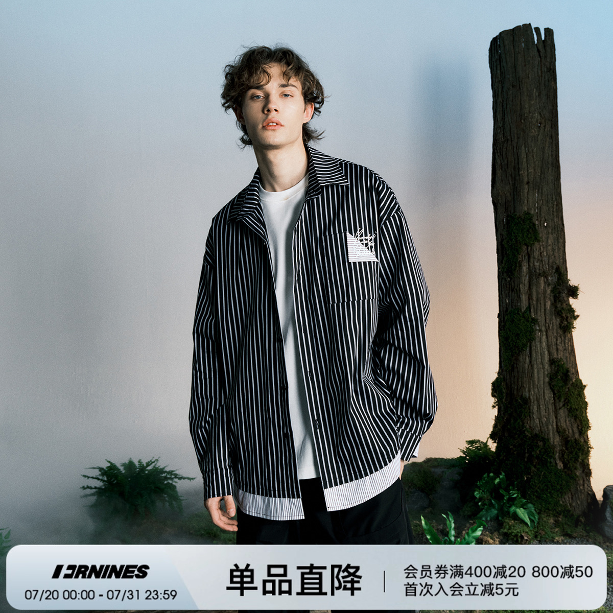 FORNINES美式休闲假两件衬衫