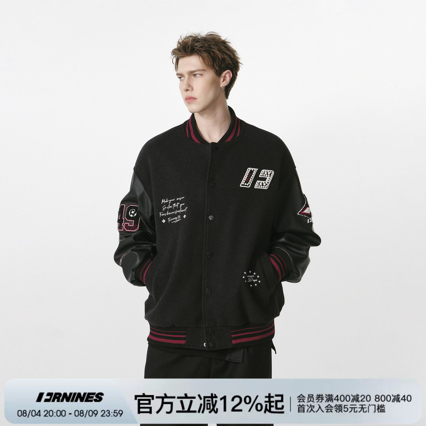FORNINES刺绣复古棒球服夹克男潮牌秋季新款情侣装休闲外套女上衣
