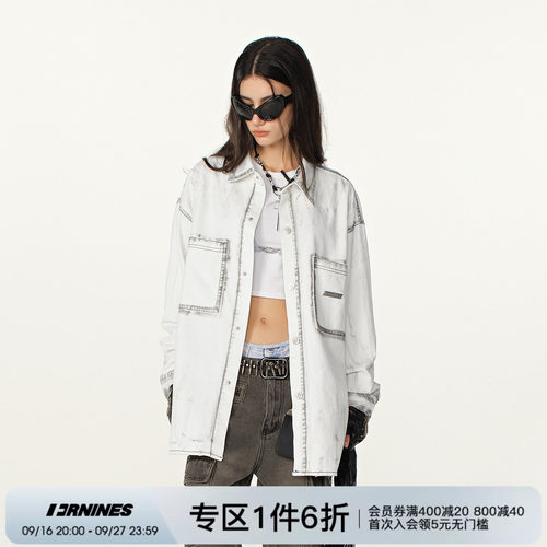 FORNINES废土风工装牛仔衬衫