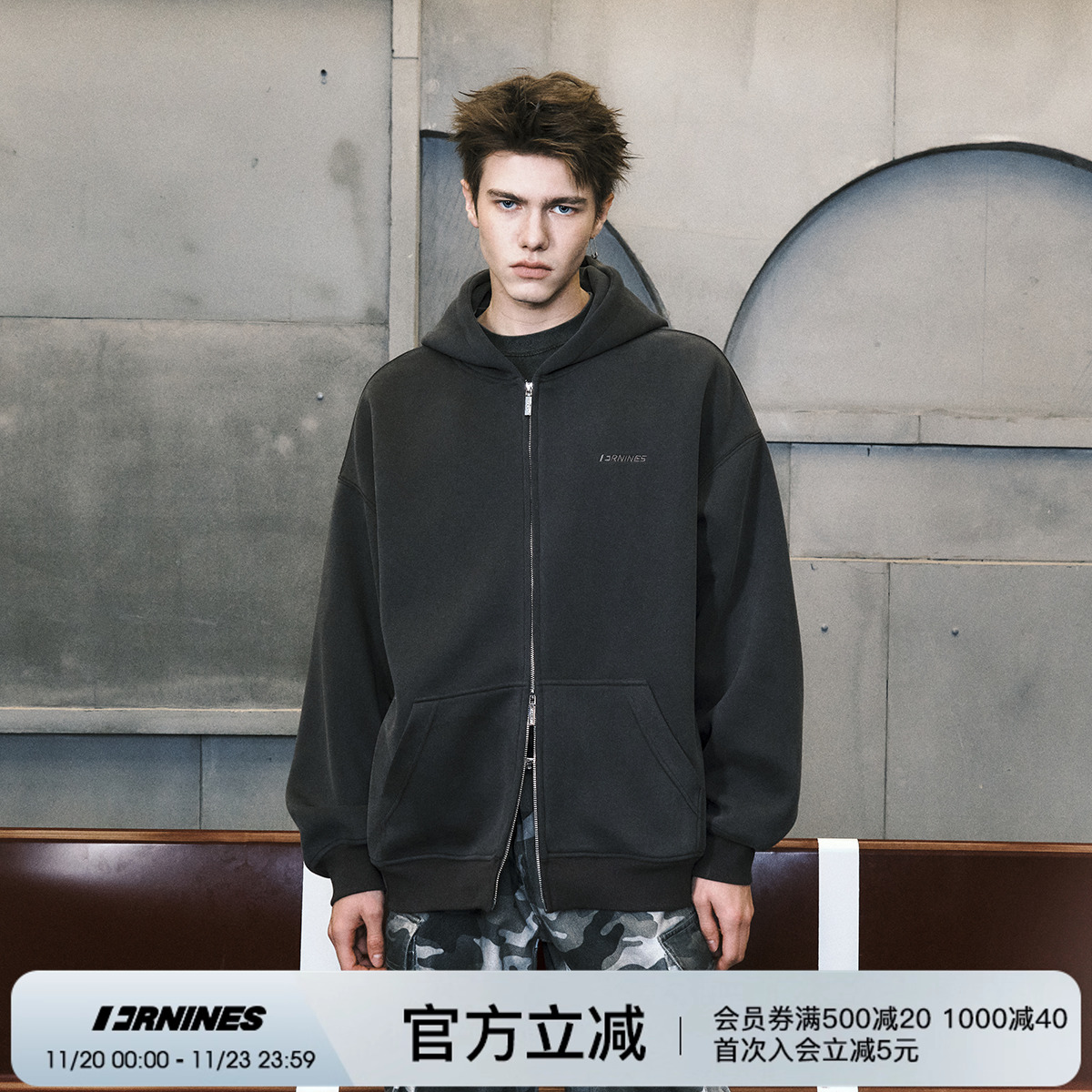 FORNINES安可拉红复古开衫卫衣