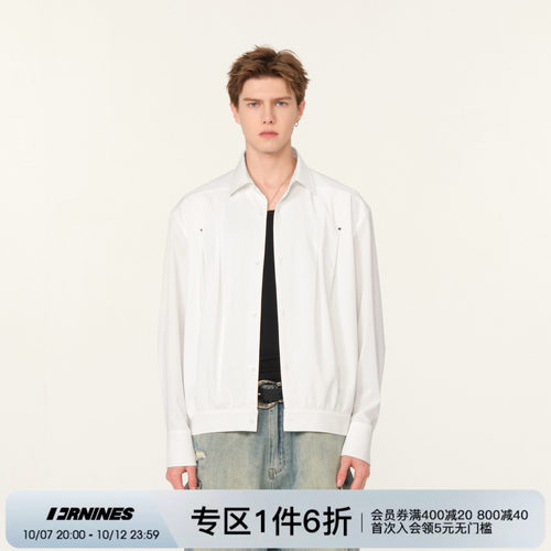 FORNINES高智感cleanfit长袖衬衫男女秋季国潮情侣装白色衬衣外套