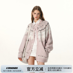宽松针织衫 新款 情侣粉色外套 毛衣男女2025秋季 FORNINES费尔岛开衫