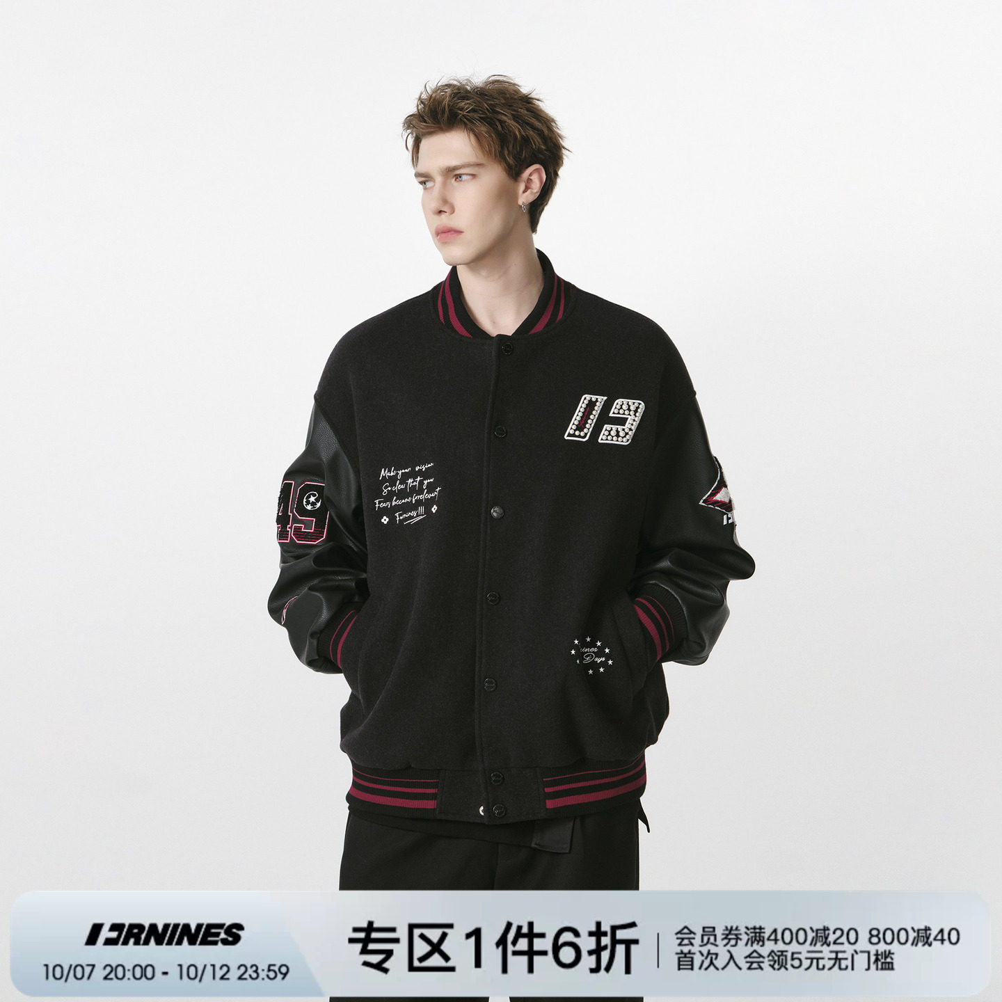 FORNINES刺绣复古棒球服夹克男潮牌秋季新款情侣装休闲外套女上衣