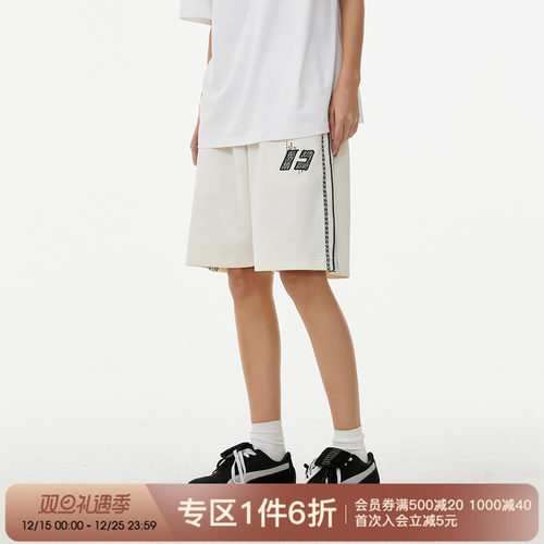 FORNINES粗呢花刺绣运动短裤