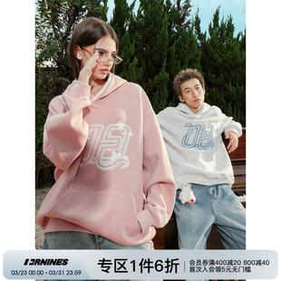 FORNINES重磅毛巾绣连帽卫衣男女国潮加绒情侣装 加厚套头外套 帽衫