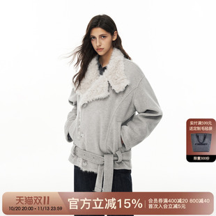 FORNINES国潮冬季加厚毛领毛呢夹克男女情侣装座山雕呢子棉衣外套