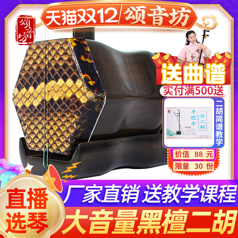 颂音坊专业黑檀二胡乐器厂直销正品考级演奏高级名牌二胡高端胡琴