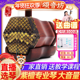 颂音坊小叶紫檀二胡乐器厂家直销名牌黑檀红木考级专业苏州二胡琴