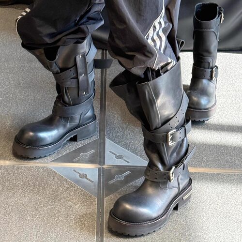 巴黎毒液靴子暗黑机车靴男女同款