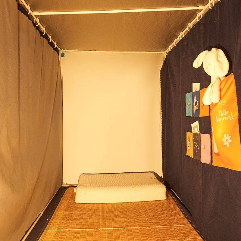 洛贝奇床帘蚊帐两用一体式学生遮光上下铺蚊帐学生宿舍含支架蓝色