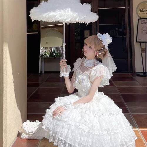 羽之谣原创设计Lolita洋装lo裙甜美花嫁jsk吊带洛丽塔群子现货