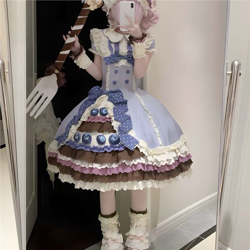 蓝莓蛋糕海豹霜糖屋Lolita原创日常短袖可爱古早洛丽塔裙子图片