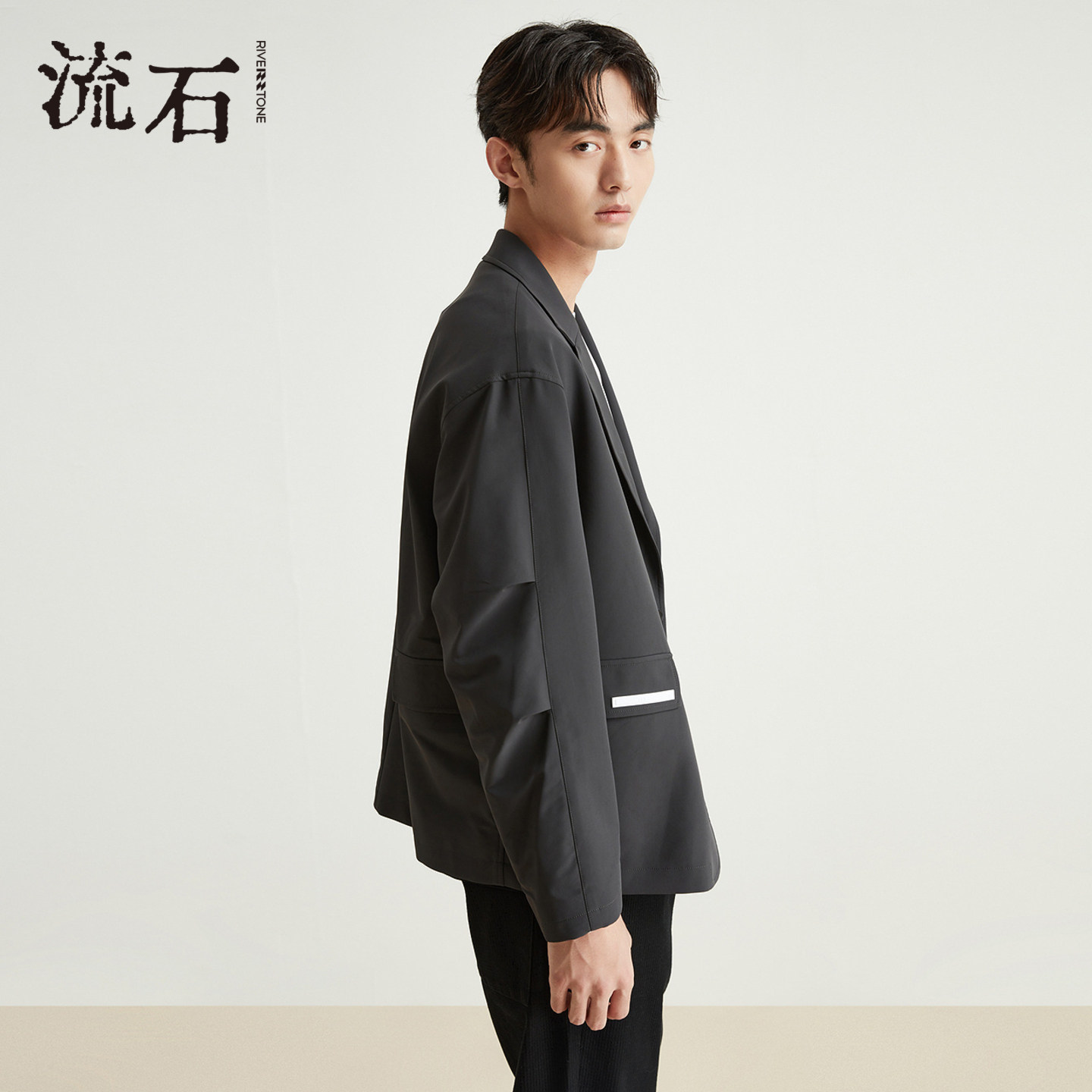 流石男装高端西装外套2026年新款春季男士休闲设计感时尚宽松西服