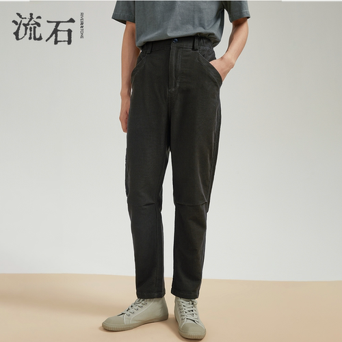 流石男装宽松灯芯绒工装休闲裤潮