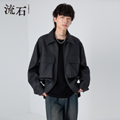 高级感PU皮夹克2026年春季 新款 男士 流石男装 口袋硬朗工装 风外套潮