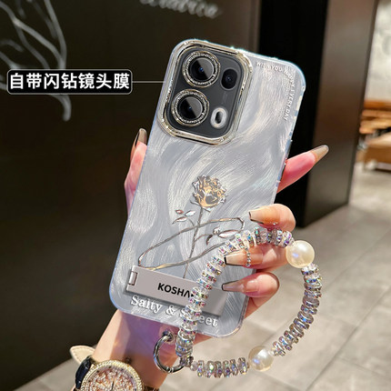 适用OPPOreno13Pro手机壳12新款11时尚创意reno10Pro+奢华潮流9铂金玫瑰reno8硅胶7高级6女款5Pro防摔保护套