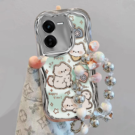 适用于iQOOZ9turbo手机壳新款电镀Z8x全包iqooz7i卡通小白狗创意Z6可爱Z5x硅胶防摔Z3网红时尚女iQOOZ1保护套