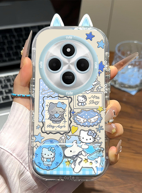 适用红米14R手机壳新款创意卡通独角兽凯蒂猫Redmi14C羽纱泡芙壳12R硅胶保护套12 5G全包防摔外壳镜面支架