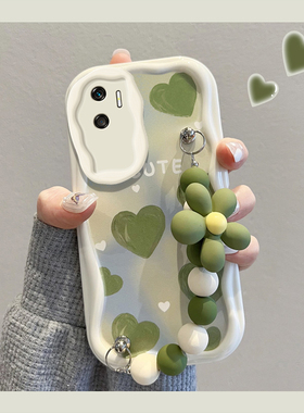 适用荣耀x50手机壳女新款高级感honor防摔简约绿色爱心散热软壳x50小清新创意挂绳镜头全包硅胶保护套